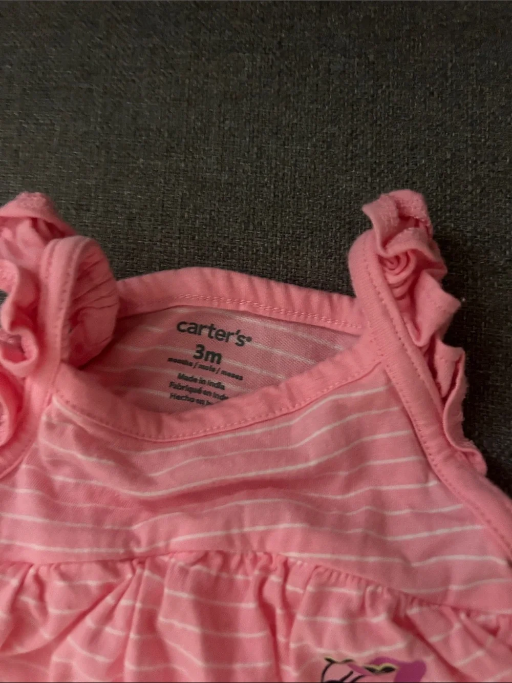 Carter's Pink Striped Ruffle Tank Dress Onesie